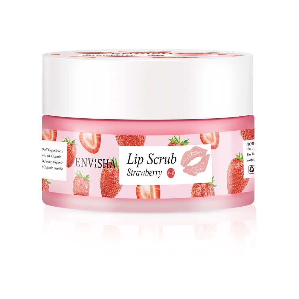 1-9.jpg Peeling na pery s jahodovým extraktom, regeneračný účinok, Envisha, 30g – Obrázok 1