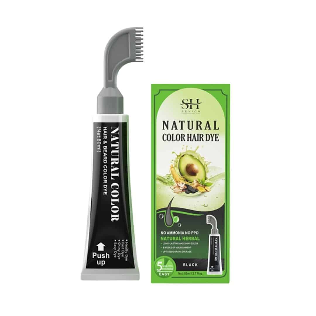 1-1.jpg Krém na rýchle farbenie čiernych vlasov, UNISEX, jemná bylinná formula, Sevich, 80 ml – Obrázok 1